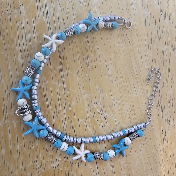 Sky Blue Beach Double Anklet & I can buy myself flowers Bag - Picture 1 of 7